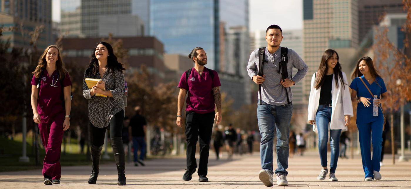 MSU Denver students walking together on campus