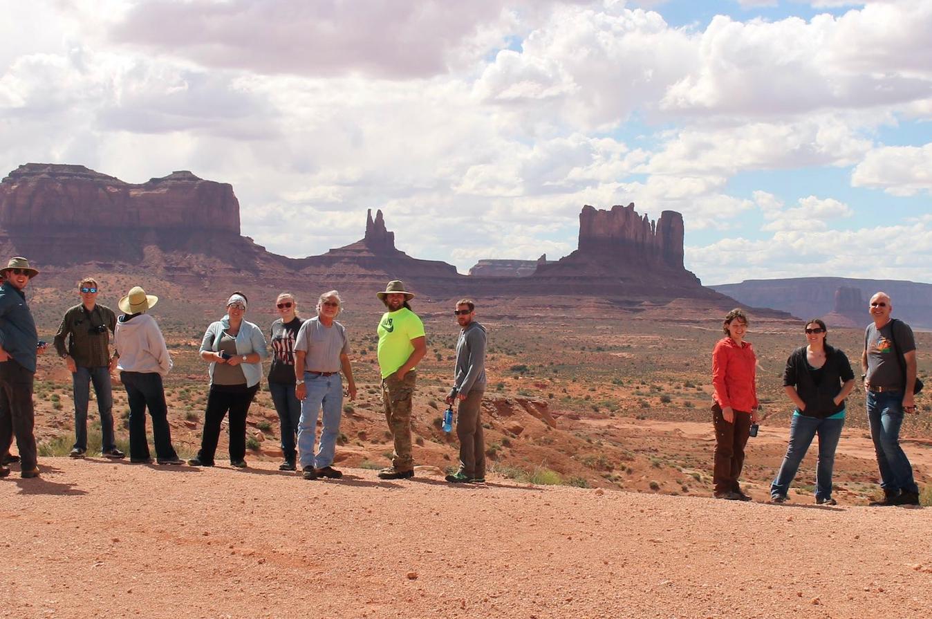 Students viewing geologic landscape