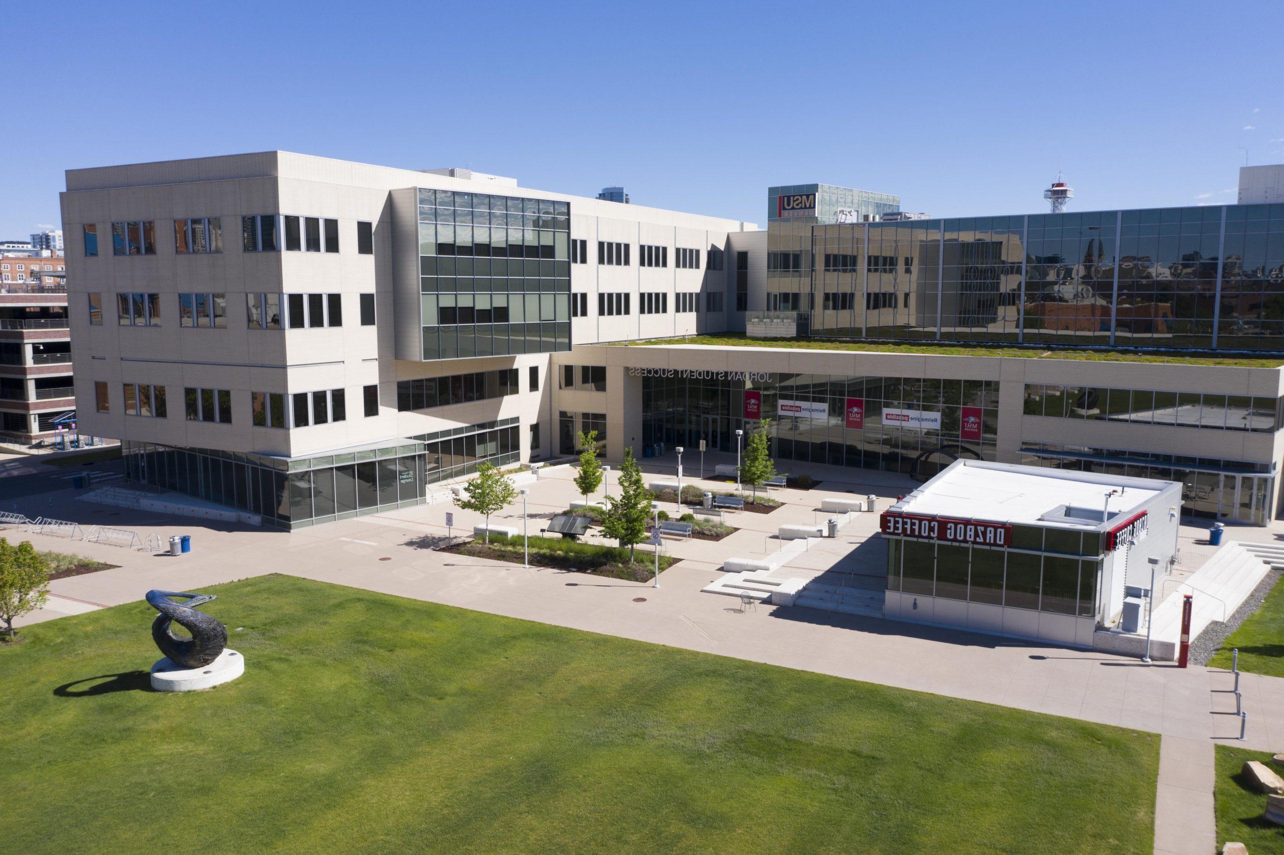 Image of the exterior of the Jordan Student Success Building from above