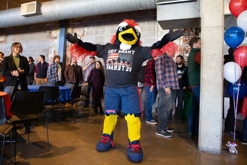 Rowdy mascot at Veteran's Day celebration