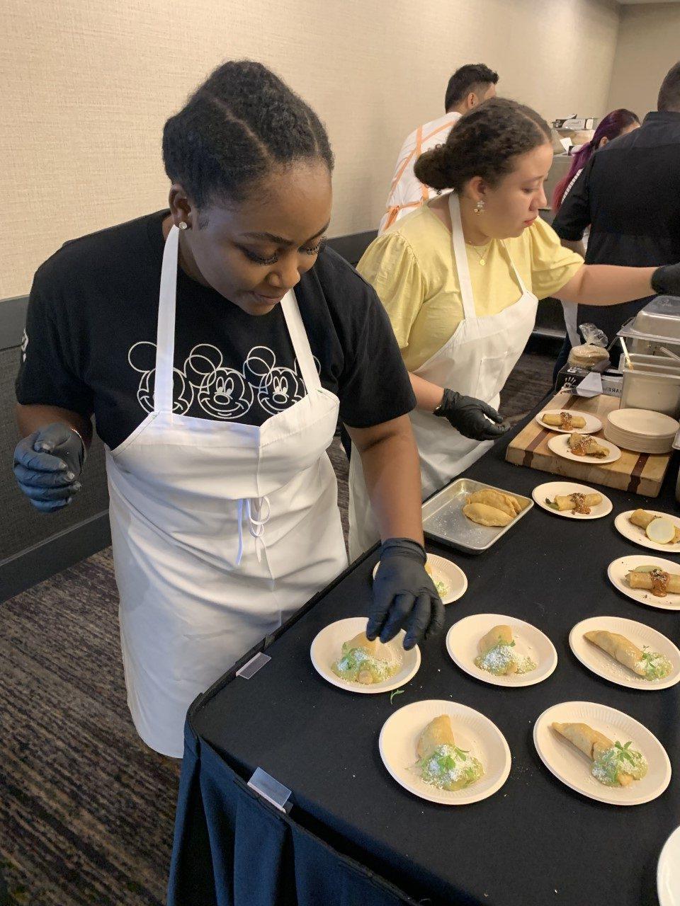 A photo of someone preparing food.