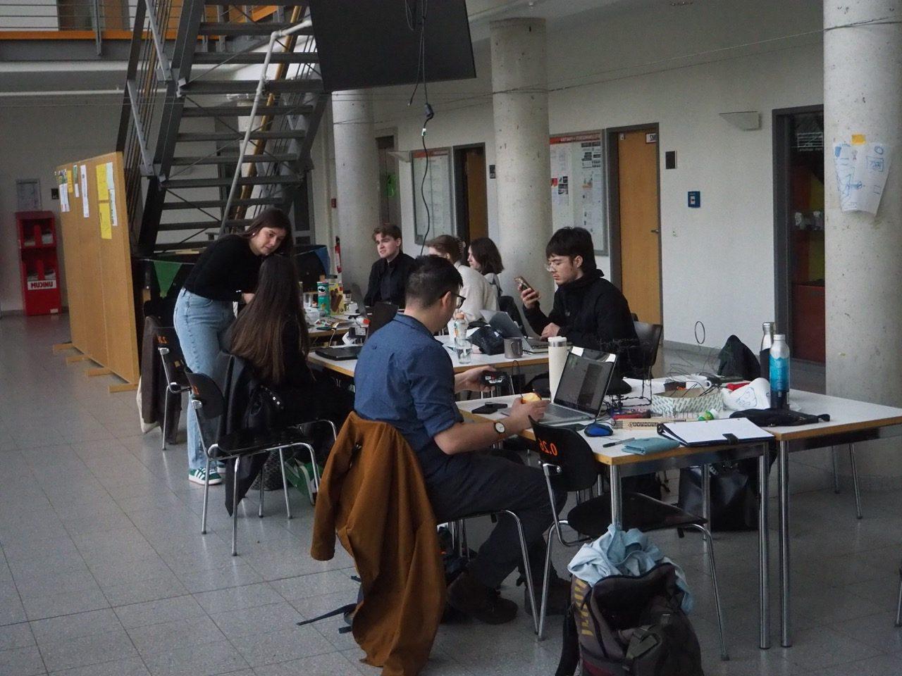 Students working at table