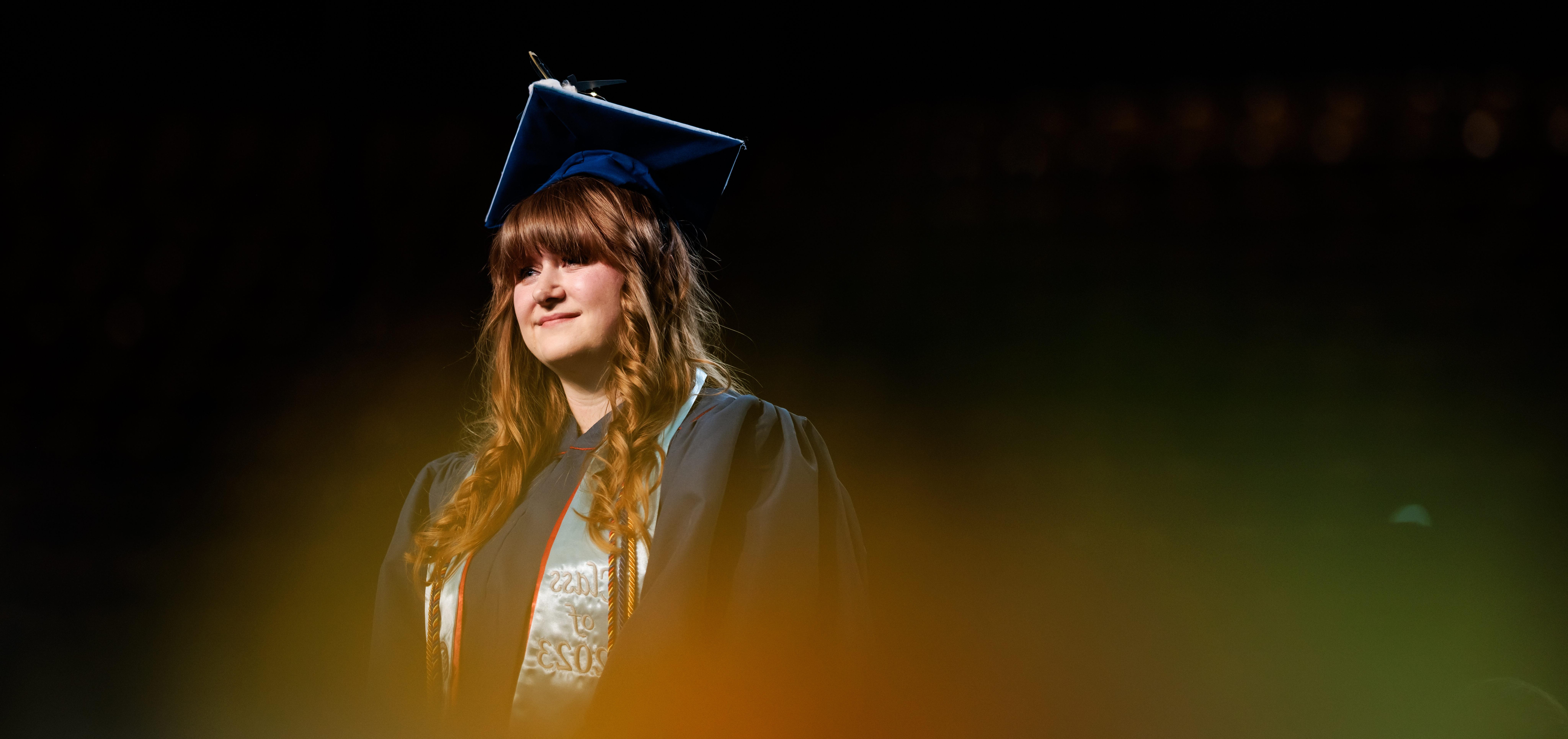 Provost's Award Recipient, Natalie Grammer, onstage at Commencement