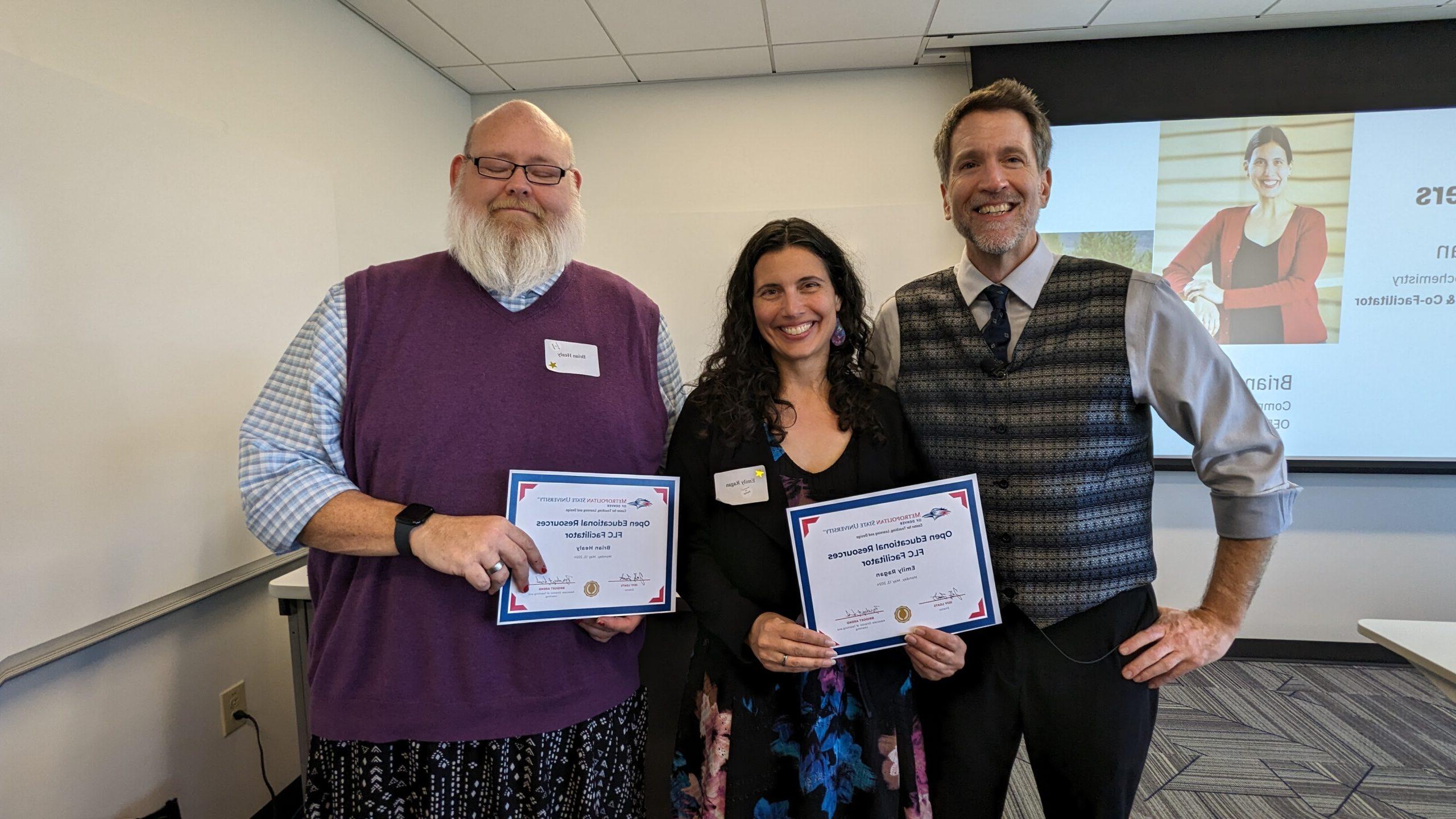 Faculty Learning Community facilitators being recognized with certificates